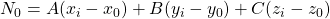 N_0=A(x_i-x_0)+B(y_i-y_0)+C(z_i-z_0)