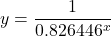 \[y=\frac{1}{0.826446^{x}}\]